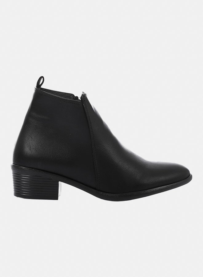 XO Style Leather Ankle Boot 1460 Black 3CM - Image 2