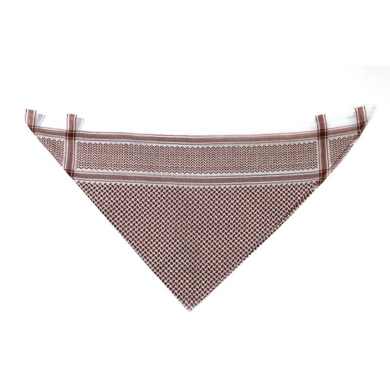 اليرموك شماغ الكوفية العربية التقليدية - غطاء رأس قطني خفيف الوزن للرجال والنساء (بني وأبيض) - Image 2