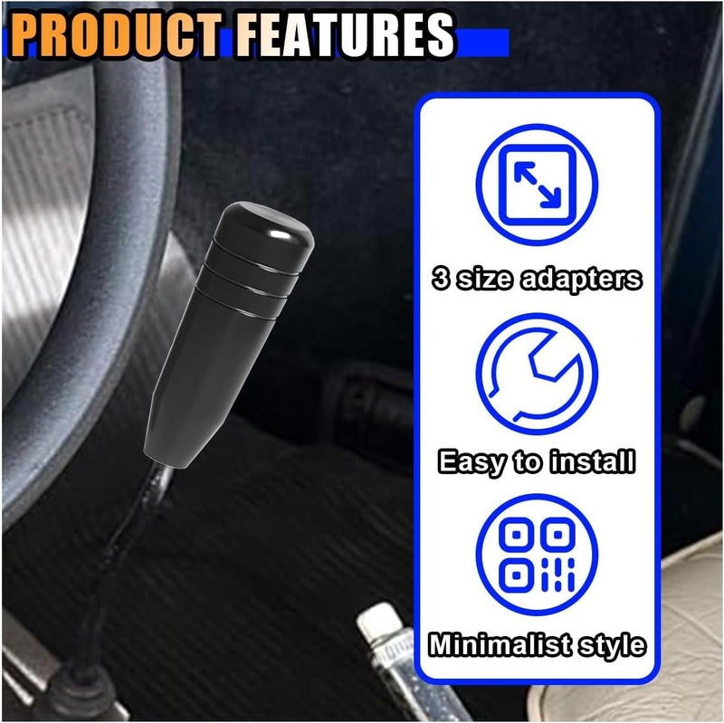 Bukela Weighted Shifter Knob, 5 Inch Universal Aluminum Alloy Car Gear Lever Metal Stick Shift Handle, Shifter Knobs Retainer for Manual Automatic Vehicles with 3 Adapters (Black) - Image 3