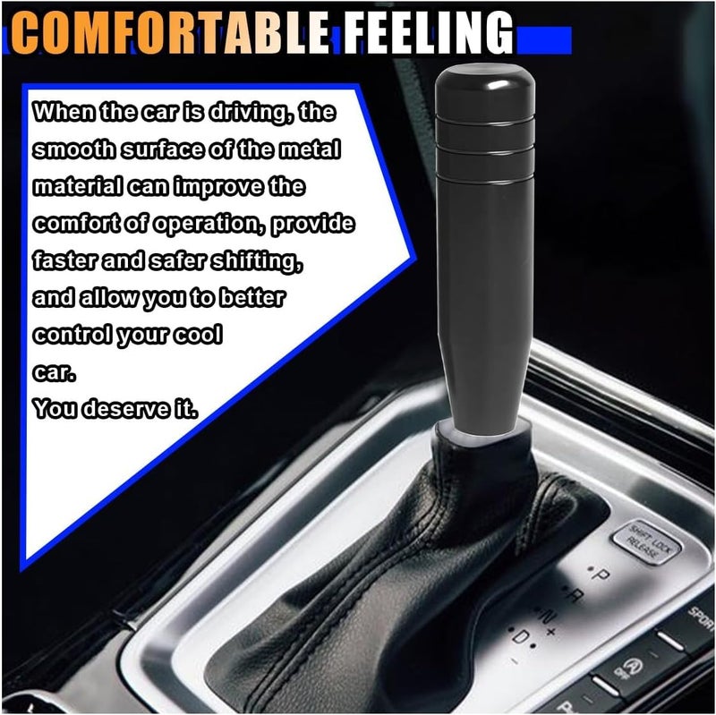 Bukela Weighted Shifter Knob, 5 Inch Universal Aluminum Alloy Car Gear Lever Metal Stick Shift Handle, Shifter Knobs Retainer for Manual Automatic Vehicles with 3 Adapters (Black) - Image 2