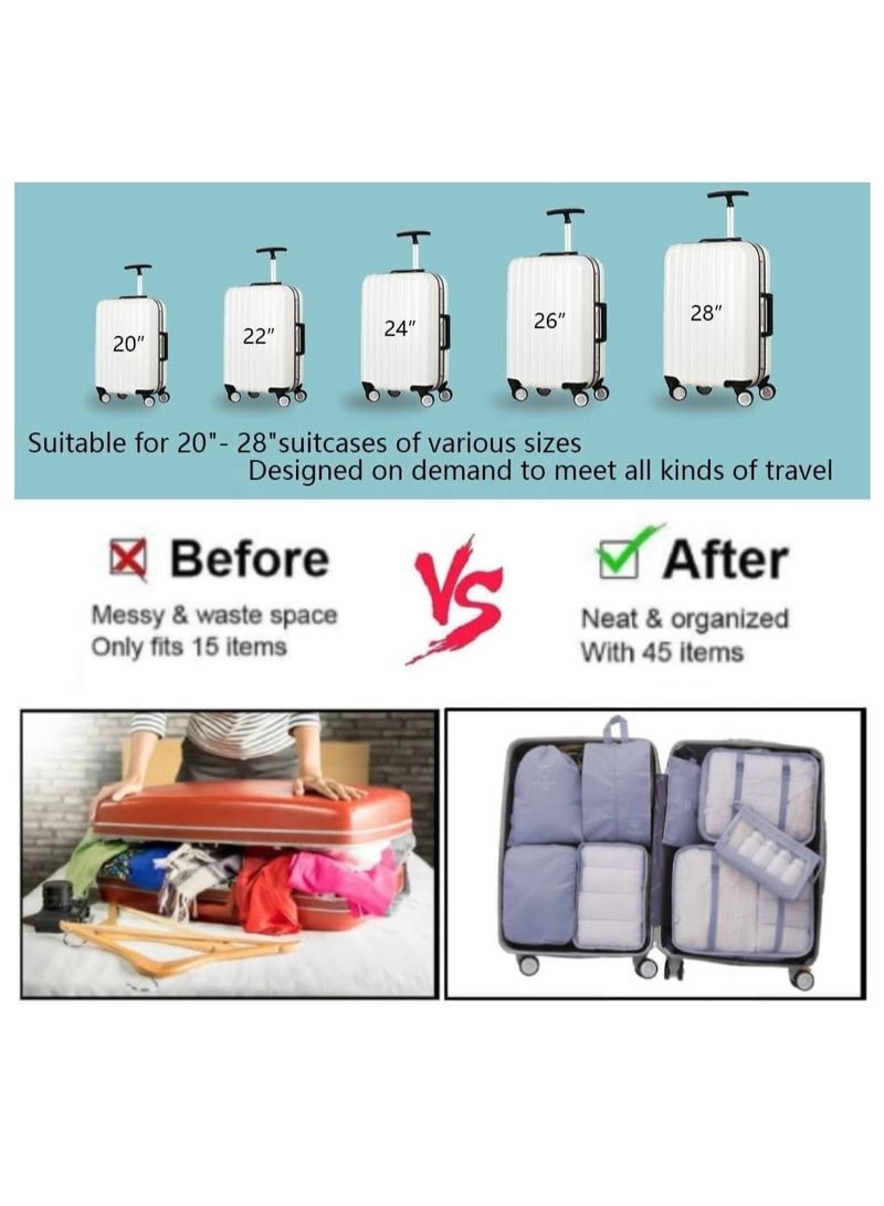 DUNISO 8-Piece Travel Luggage Organizer Set, Suitcase Organizer with Multiple Compression Packing Cubes,Cloth Bags, Shoe Bag, Laundry Bag, Toiletry Bag, Accessories Bag, Underwear Bag (Navy Blue) - Image 5