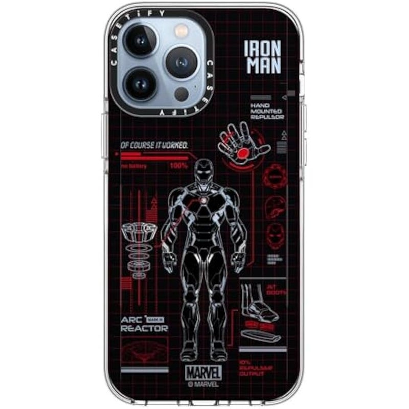 Casetify Clear iPhone 13 Pro Max Case 【Iron Man Co-Lab/Not Yellowing / 6.6ft Drop Protection/Compatible with Magsafe】 - Iron Man Blue Print Tech - Red - Clear - Image 2