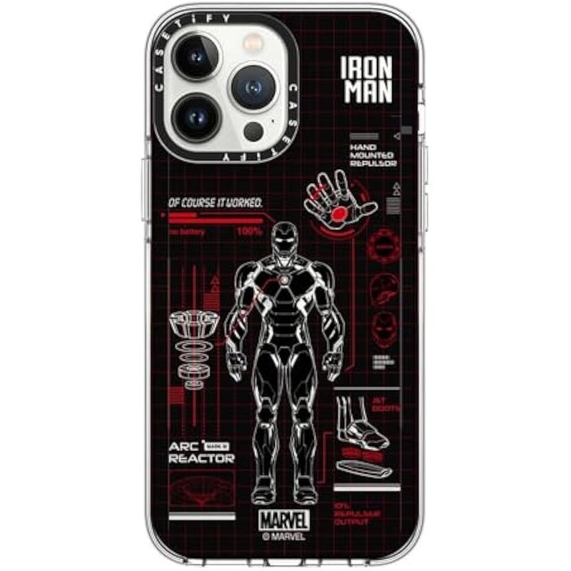 Casetify Clear iPhone 13 Pro Max Case 【Iron Man Co-Lab/Not Yellowing / 6.6ft Drop Protection/Compatible with Magsafe】 - Iron Man Blue Print Tech - Red - Clear - Image 1