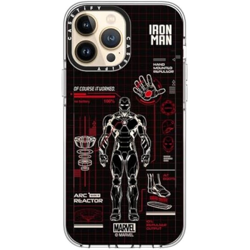 Casetify Clear iPhone 13 Pro Max Case 【Iron Man Co-Lab/Not Yellowing / 6.6ft Drop Protection/Compatible with Magsafe】 - Iron Man Blue Print Tech - Red - Clear - Image 5
