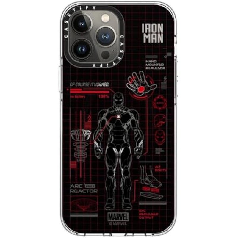 Casetify Clear iPhone 13 Pro Max Case 【Iron Man Co-Lab/Not Yellowing / 6.6ft Drop Protection/Compatible with Magsafe】 - Iron Man Blue Print Tech - Red - Clear - Image 4