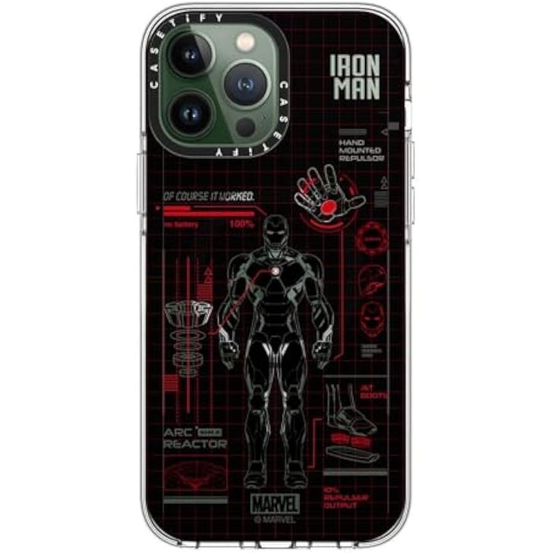 Casetify Clear iPhone 13 Pro Max Case 【Iron Man Co-Lab/Not Yellowing / 6.6ft Drop Protection/Compatible with Magsafe】 - Iron Man Blue Print Tech - Red - Clear - Image 3