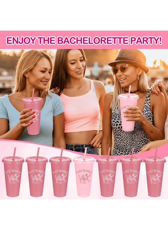 Potchen 12 Pcs Last Rodeo Cowgirl Bachelorette Party Plastic Cups with Lids and Straws 24 oz Pink Western Cowgirl Party Tumbler Cups for Bachelorette Bridal Shower Gifts - Image 5