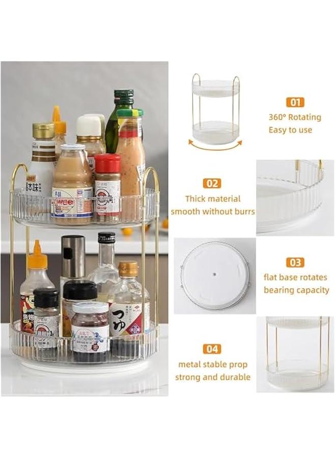 HOOKOR 360 Rotating Makeup Organizer for Vanity, Bathroom Countertop Organizer Spinning Perfume Organizer, High-Capacity Cosmetic and Skincare Dresser Make Up Holder Rack (White, 2 Tier) - Image 5