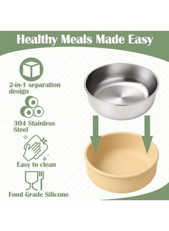 Stainless Steel Baby Bowls with Suction, 4 Pack Removable Colorful Silicone Sleeve Toddlers Kids Bowl, Non-Toxic Snack Container for Baby Food Feeding, Non-Slip & Unbreakable, Dishwasher Safe - Image 4