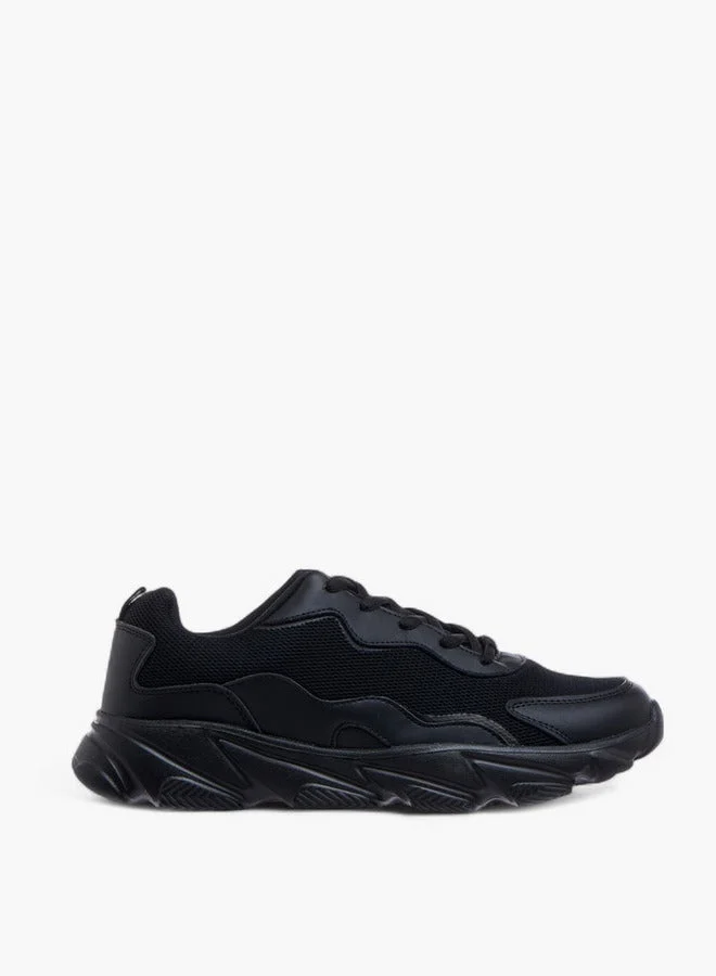 Panelled Lace-Up Sports Shoes