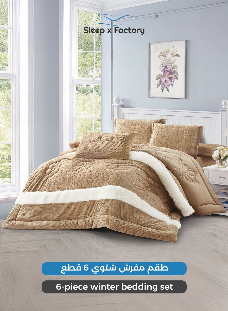 Sleep x Factory LISA 6-Piece Winter Velvet Comforter Set – King 240×260 cm - Image 4