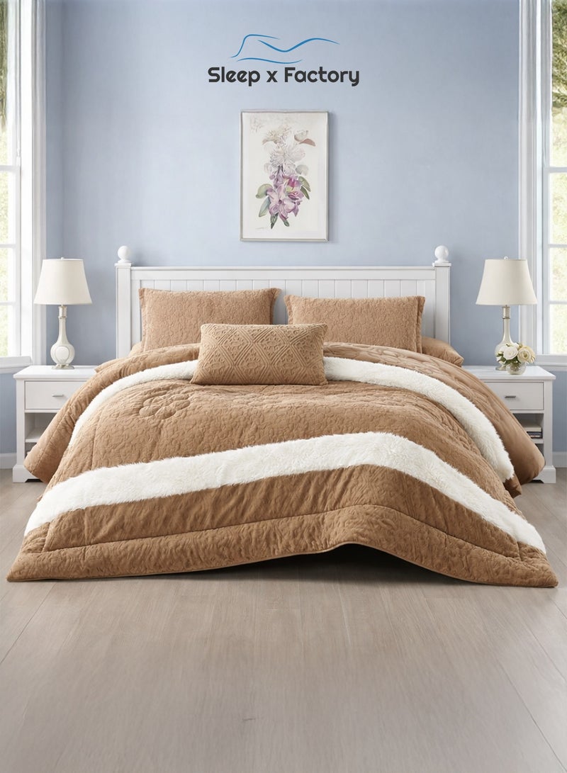 Sleep x Factory LISA 6-Piece Winter Velvet Comforter Set – King 240×260 cm - Image 2