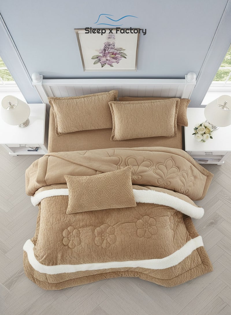 Sleep x Factory LISA 6-Piece Winter Velvet Comforter Set – King 240×260 cm - Image 3