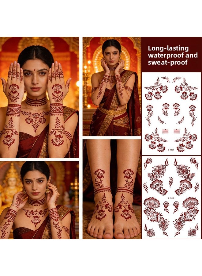 Mehendi Stickers Henna Mehendi stencil Tattoo Sticker for Hands Temporary Waterproof Mehndi Tattoo Body Art for Women & Girls - Image 3