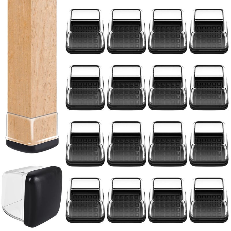 Ezprotekt Chair Leg Sliders for Carpet, 24 Pcs Square Chair Glides for Carpet, Carpet Furniture Pads Stool Leg Protectors Caps, Carpet Furniture Glides Quickly and Easily (L Fit:1" - 1.4") - Image 1
