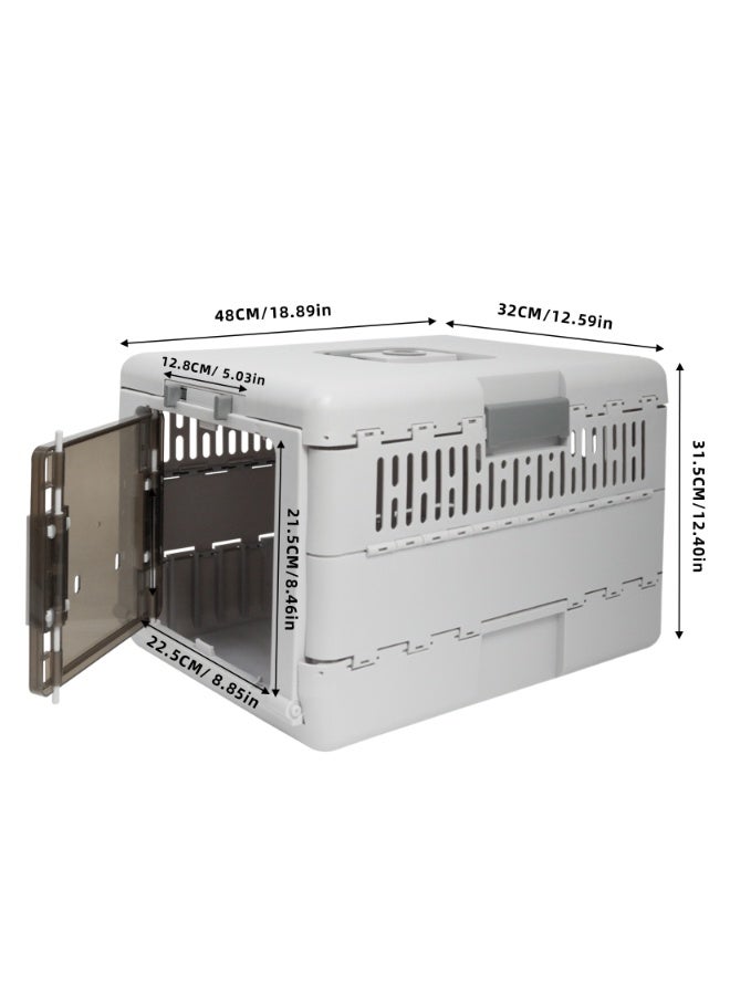 ويسفور حامل قطط قابل للطي، قفص سفر بلاستيكي متين مع باب قفل آمن، قفص محمول للحيوانات الأليفة للقطط والحيوانات الأليفة الصغيرة التي يقل وزنها عن 7.5 كجم، 32 × 48 × 31.5 سم - Image 3