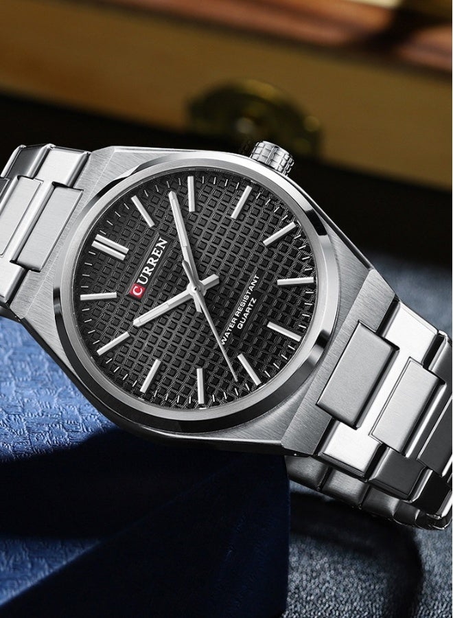 CURREN CURREN 8439M Men Quartz Minimalist Grid Business Watch Stainless Steel Band Alloy Case Fashion Multifunction Wristwatch Abrastion Resistant glass 3ATM Luminous Display Watch - Image 4