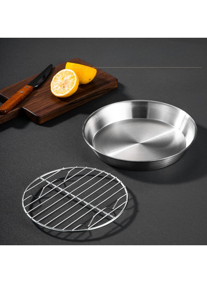 304 Stainless Steel Grill Plate Air Fryer Baking Disc Barbecue Plate Barbecue Plate Round Dipper Multi-use Tray-Specifications:Four-piece Set - Image 5