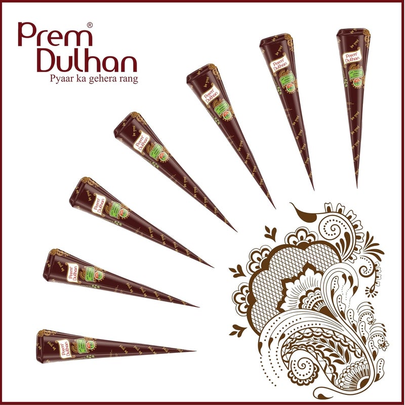 Prem Dulhan Bridal Cone For Wedding Hand Designing  Without Chemical  Long Lasting  For Men Women of 12 pcs of 35g  Natural Mehandi cone  1260g Pack of 3 - Image 4