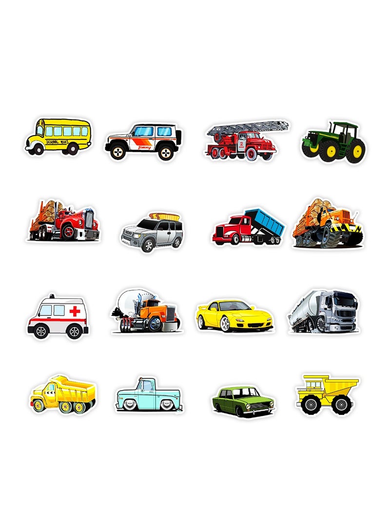 50-Piece Cool Vehicle Stickers Pack Cartoon Excavator Car Waterproof Vinyl Stickers - Image 3