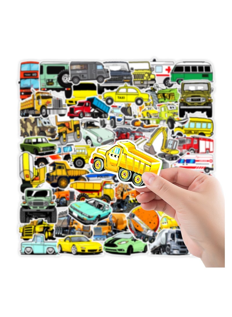50-Piece Cool Vehicle Stickers Pack Cartoon Excavator Car Waterproof Vinyl Stickers - Image 5