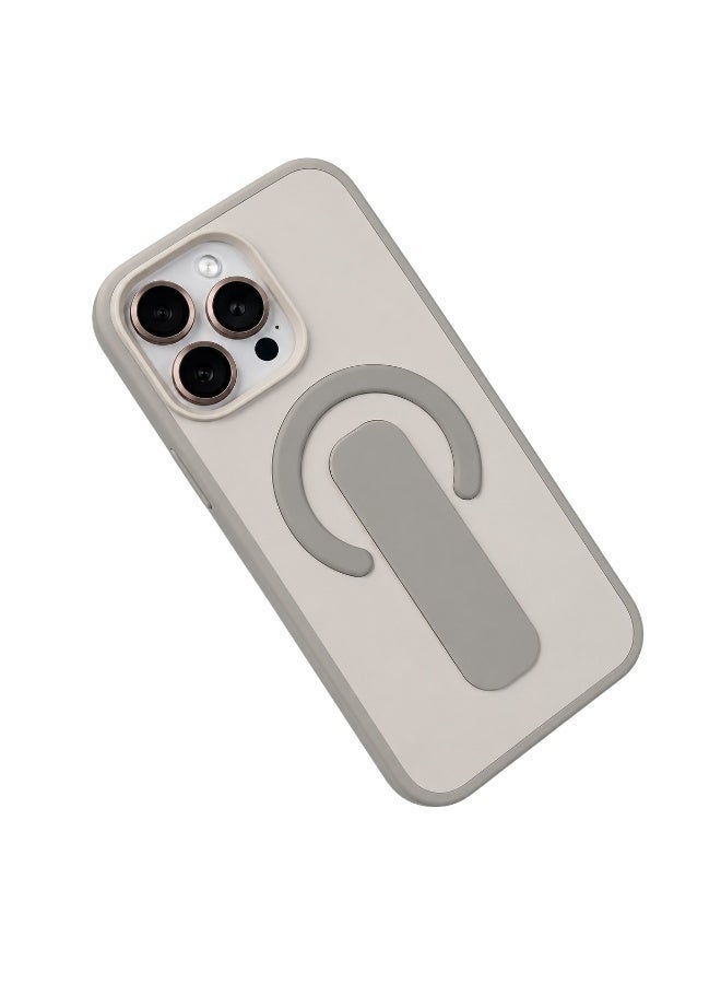 جراب مغناطيسي لهاتف iPhone 16 Pro Max مع حامل مدمج وحماية من السقوط – فضي - Image 3