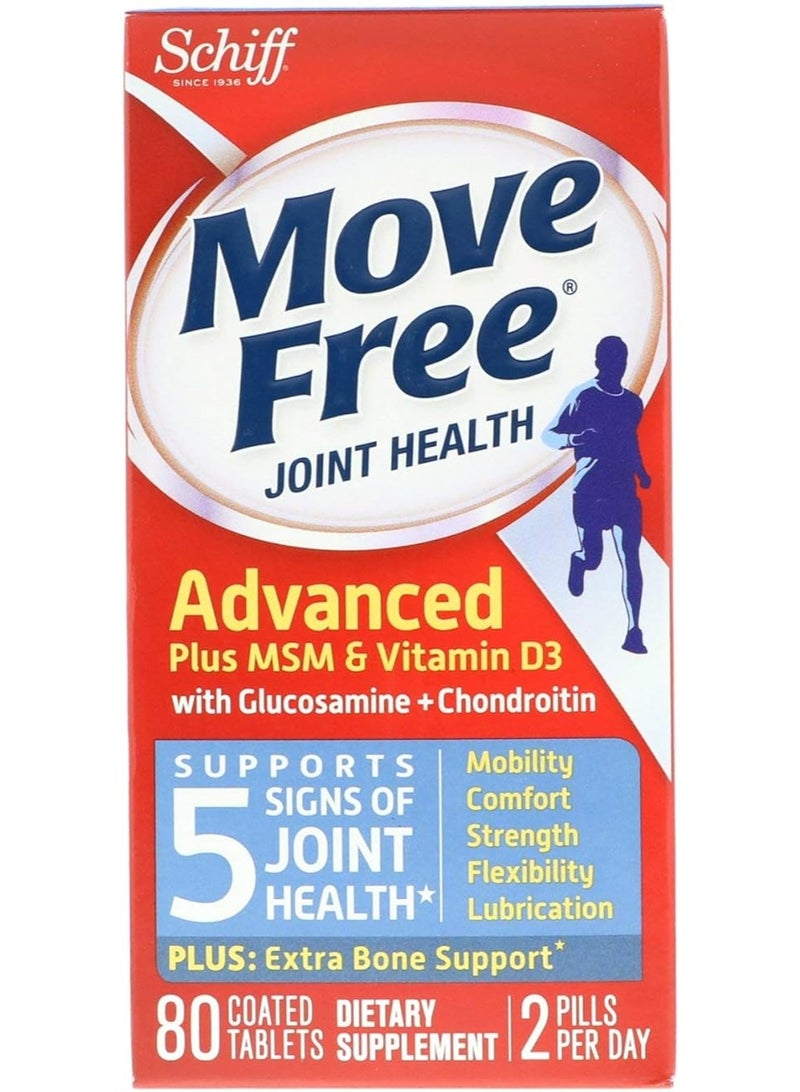 Schiff Move Free, Joint Health, Plus Msm & Vitamin D3, 80 Coated Tablets - Image 1
