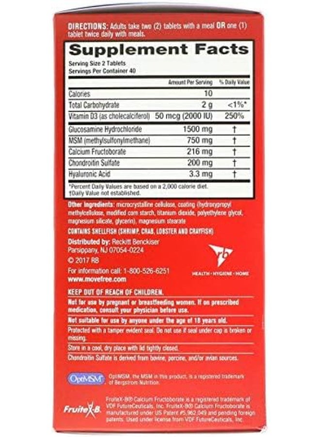 Schiff Move Free, Joint Health, Plus Msm & Vitamin D3, 80 Coated Tablets - Image 3