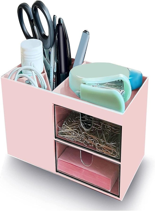 NISHIV Multipurpose Desk Organizer For Study Table Tidy Pen Stand Holder With Drawer Containers Makeup Desk Organizer Storage for Office School Home Pencil Case Card and Paper Clips (Pack Of 1) - Image 5