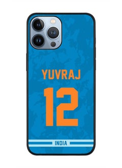 Rugged Black Edge Case iPhone 13 Pro Max, Slim fit Soft Case Flexible Rubber Edges Thin Cover - Player Name - Yuvraj Singh, Jersey Number- 12