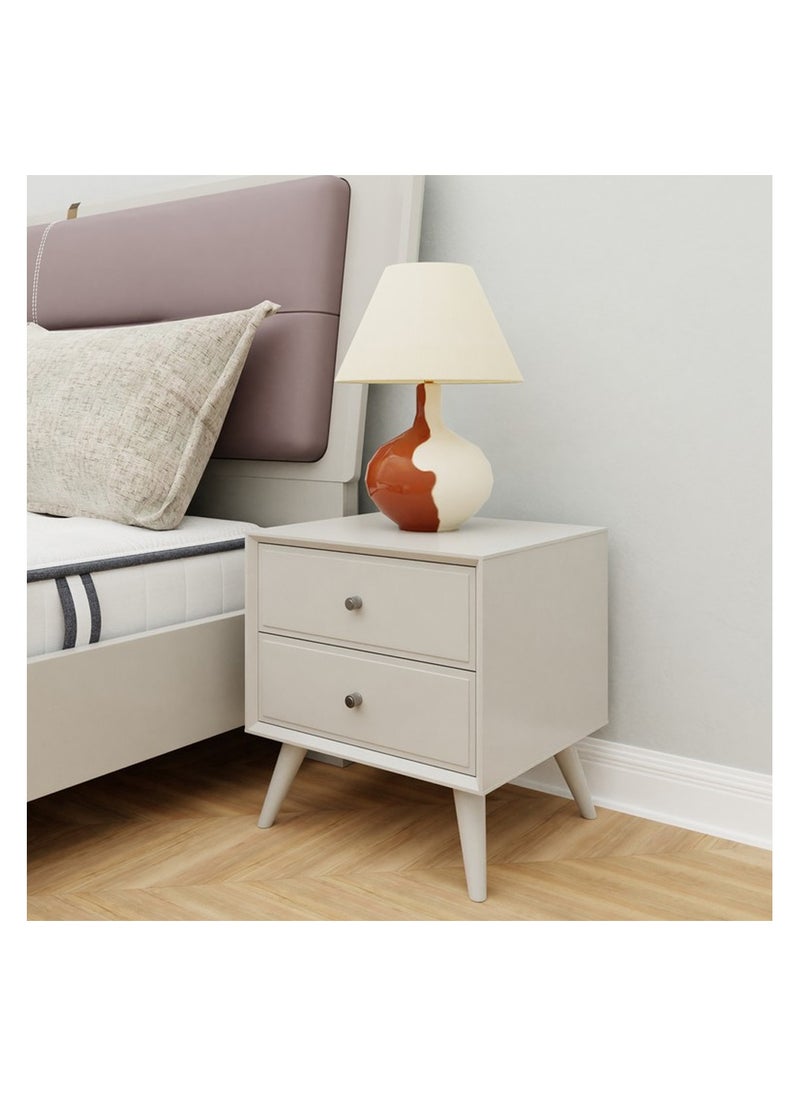 ROYALOAK Royaloak Lucca Side Table | Two Drawers | HDF Construction | Elegant High-Gloss Finish | Modern Design | Durable & Long-lasting | Side Table with Storage  - Image 1