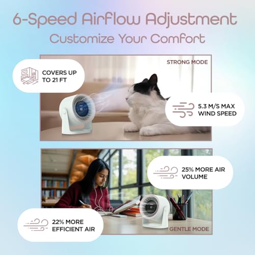 Dylect® Briza Storm Rechargeable Fan | 4000mAh Battery | TruSilent BLDC Motor | 6-Speed | 11h Runtime | Touch LED Display | Type-C | Turbo Airflow | Portable Fan | Home & Beyond | Champagne Mist - Image 5