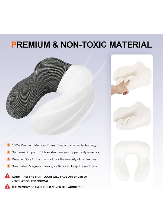 Travel Pillow, Neck Pillow for Travel with Hood for Airplane, Nap U-Shaped Pillow, Memory Foam Neck Pillow Adult Head & Neck Support, for Long Flights Plane, Office, Cars Sleeping & Rest (Dark Grey) - Image 3
