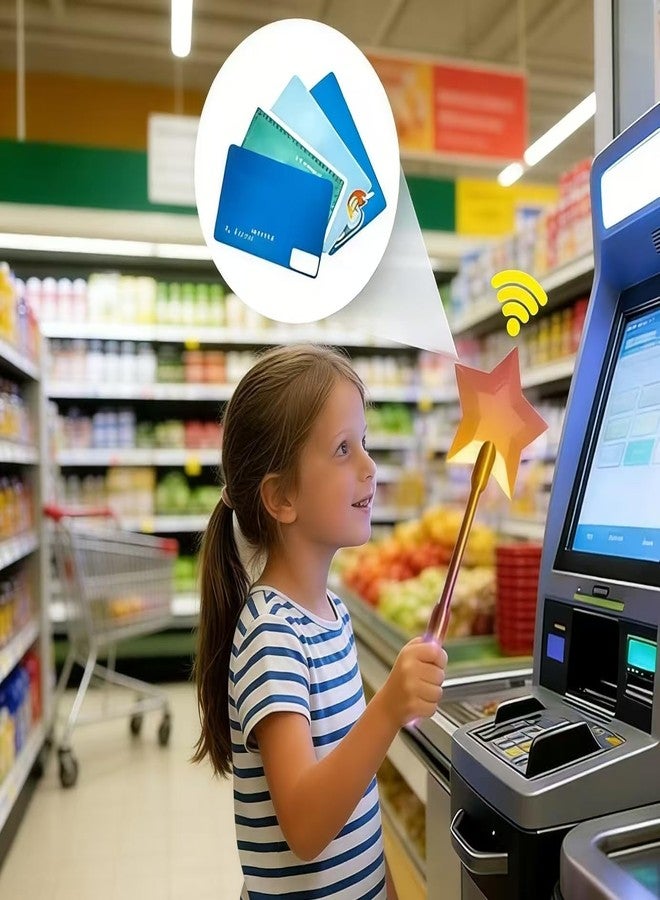 عصا بطاقة ائتمان، عصا بطاقة خصم مطبوعة بتقنية ثلاثية الأبعاد للدفع بلمسة واحدة، حامل بطاقة دفع بدون تلامس على شكل عصا سحرية، مناسب للدفع بدون تلامس (أصفر ذهبي) - Image 2
