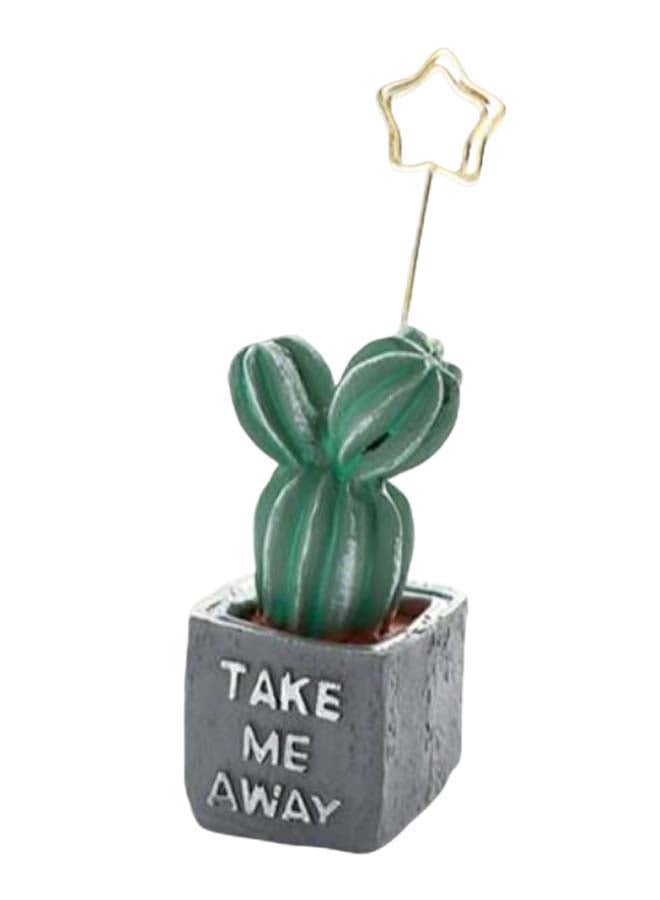 NIBEMINENT Desk Decorative Cactus Card Holder Green/Grey/Gold - Image 1