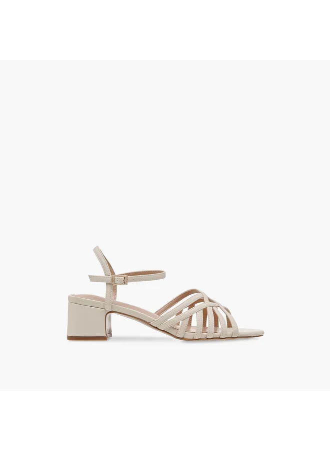 Celeste Women Cross-Strap Sandals with Pin Buckle Closure and Block Heels