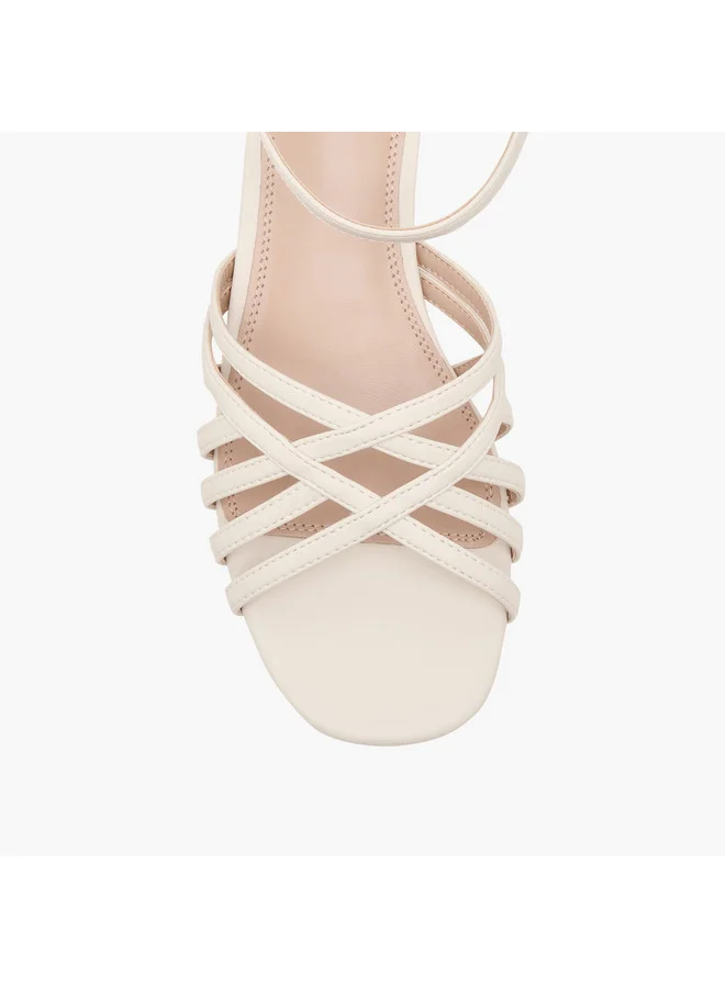 Celeste Women Cross-Strap Sandals with Pin Buckle Closure and Block Heels