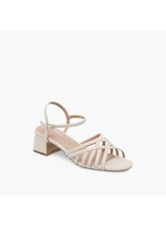 Celeste Women Cross-Strap Sandals with Pin Buckle Closure and Block Heels - Image 1