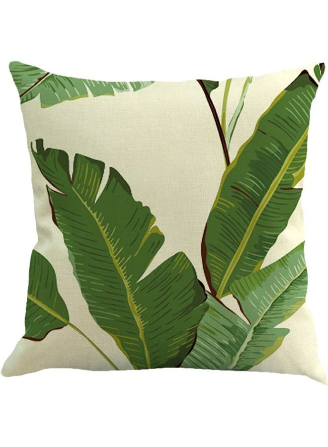 NIBEMINENT Leaves Printed Cushion Cover White/Green 45x45cm