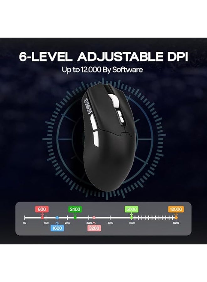 EPOMAKER Click Lite Wireless Gaming Mouse, 800 to 12,000 DPI Adjustable, PAW3311 Sensor, 500mAh, 59g, 2.4G/Bluetooth/USB-C Rechargeable with 5 Programmable Buttons for PC/Mac/Linux (Black) - Image 3