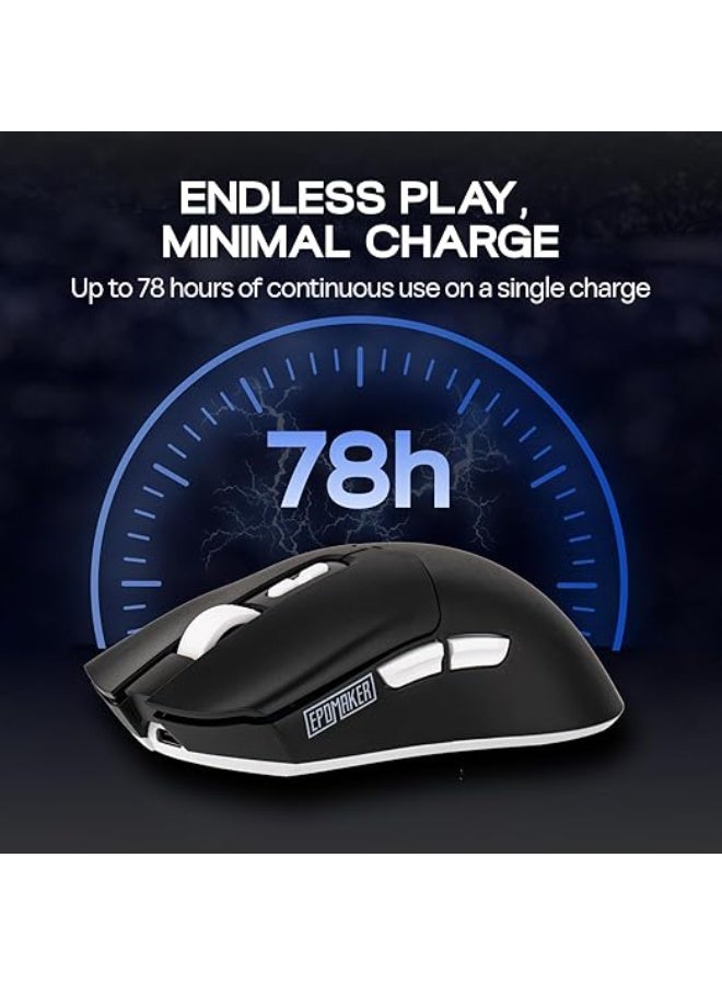 EPOMAKER Click Lite Wireless Gaming Mouse, 800 to 12,000 DPI Adjustable, PAW3311 Sensor, 500mAh, 59g, 2.4G/Bluetooth/USB-C Rechargeable with 5 Programmable Buttons for PC/Mac/Linux (Black) - Image 2