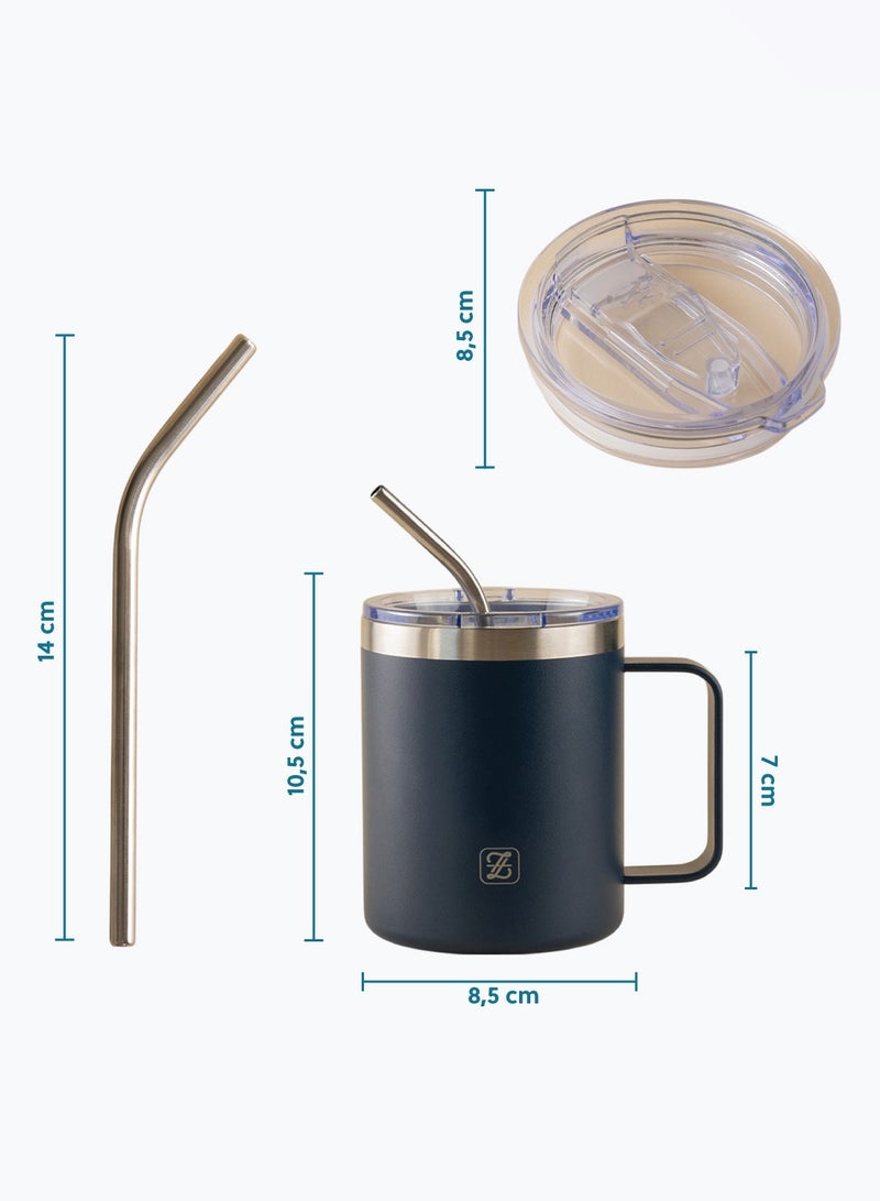 ZYMTA Travel Coffee Mug 350ml – Premium Insulated Coffee Cup with Leakproof Lid, Straw & Handle – Double Wall, BPA-Free Thermos for Hot & Cold Drinks  - Image 3