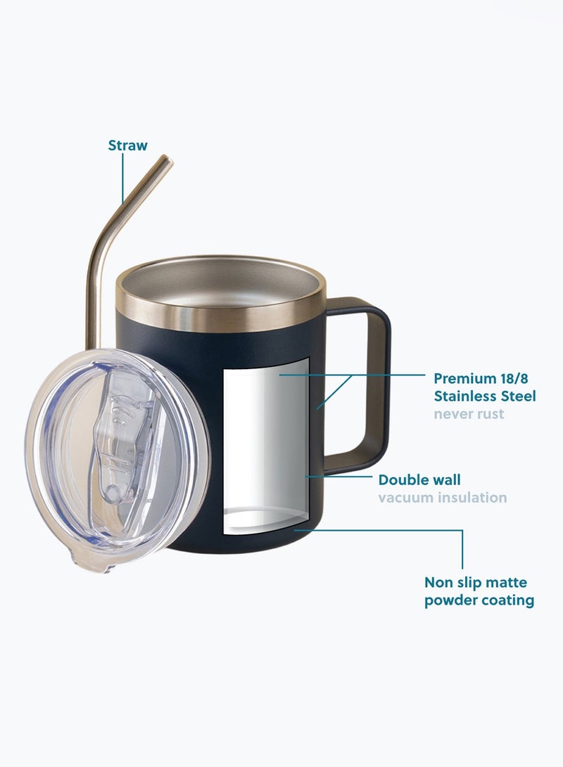 ZYMTA Travel Coffee Mug 350ml – Premium Insulated Coffee Cup with Leakproof Lid, Straw & Handle – Double Wall, BPA-Free Thermos for Hot & Cold Drinks  - Image 4