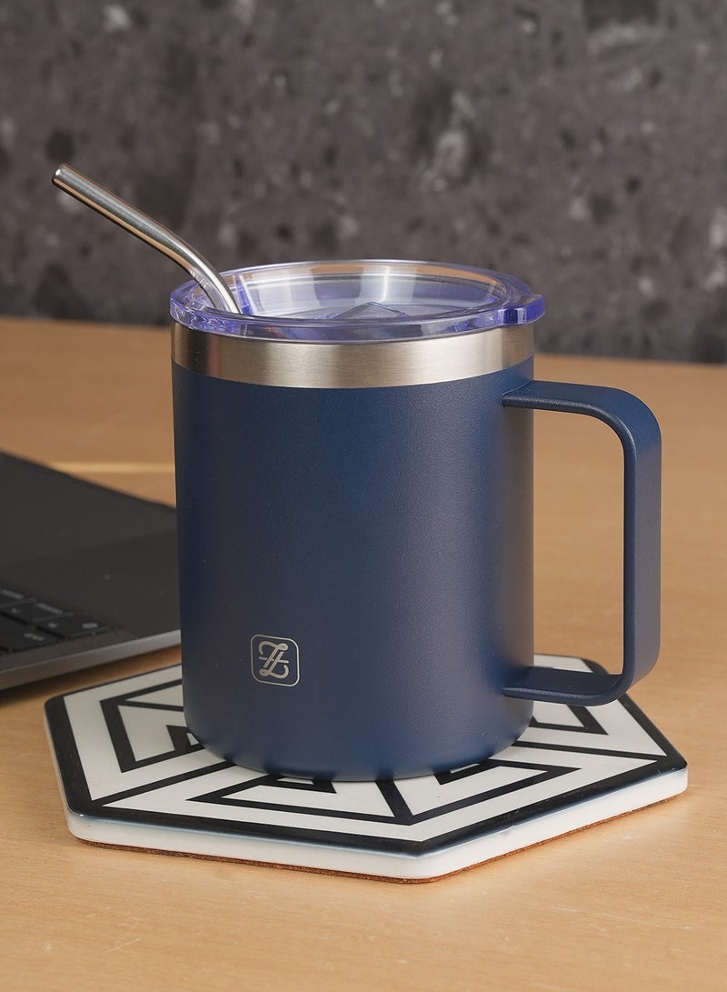 ZYMTA Travel Coffee Mug 350ml – Premium Insulated Coffee Cup with Leakproof Lid, Straw & Handle – Double Wall, BPA-Free Thermos for Hot & Cold Drinks  - Image 2
