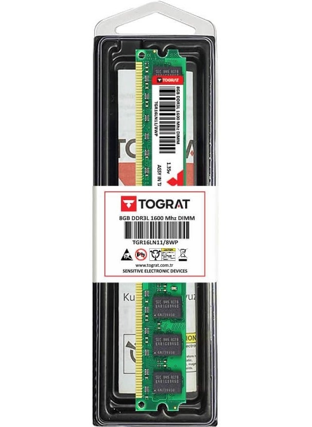 Tograt 8gb DDR3L 1600 Mhz Desktop PC Ram Memory - TGR16LN11/8WP - 1.35V  - Image 1