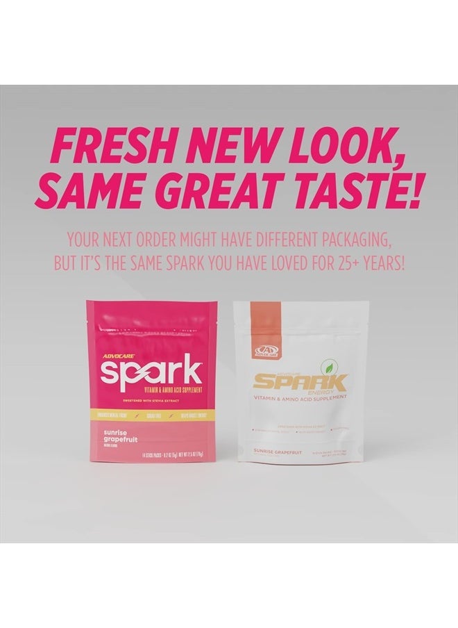 AdvoCare Spark Vitamin & Amino Acid Supplement - Sugar-Free Focus & Energy Drink Powder with Vitamins A, C, E & B-12 - Sunrise Grapefruit, 14 Stick Packs  - Image 3