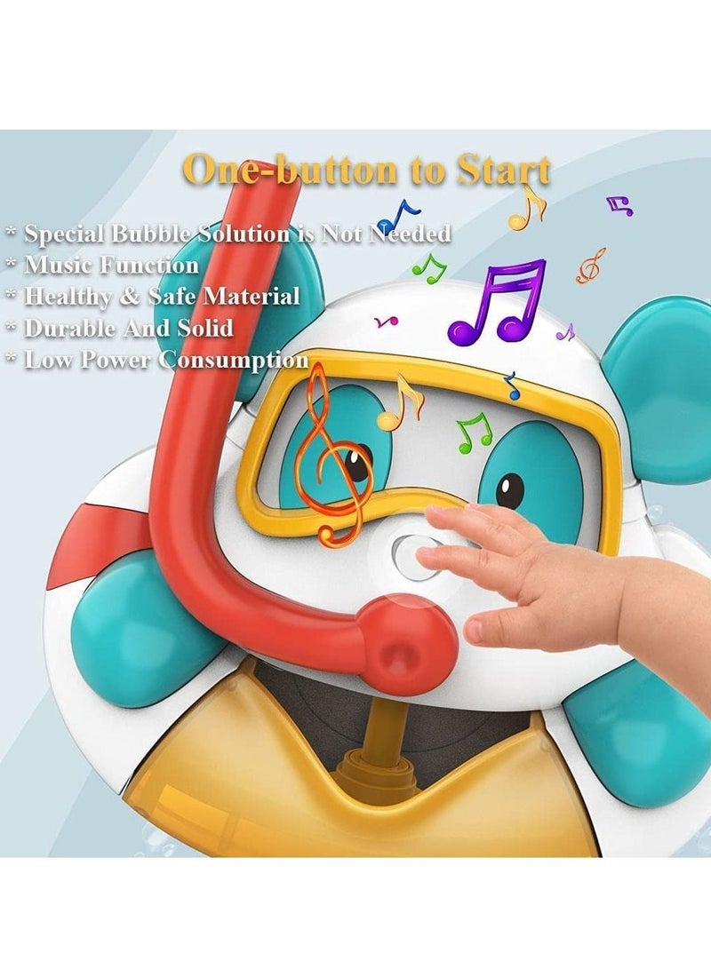 SYOSI Bathtub Bubble Maker Kids Electric Cartoon Animal Bubble Blower Machine Bubble Machine Cute Bear Bath Toy with Music and Vacuum Suction Cups Bear - Image 2