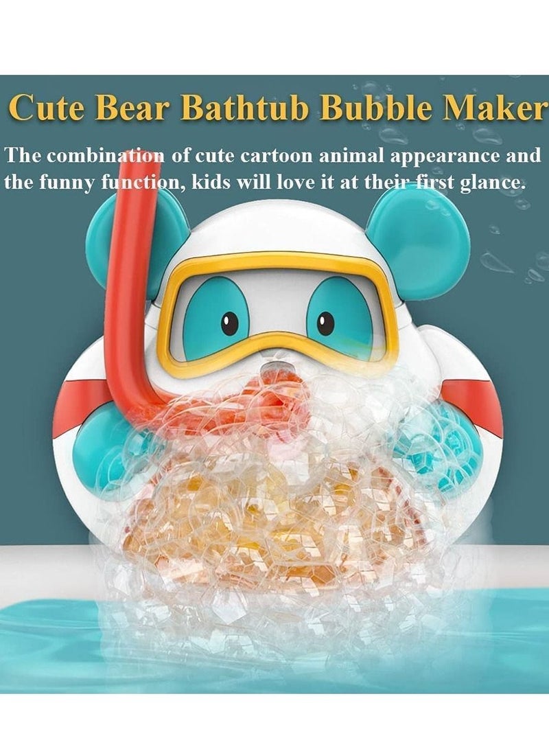 SYOSI Bathtub Bubble Maker Kids Electric Cartoon Animal Bubble Blower Machine Bubble Machine Cute Bear Bath Toy with Music and Vacuum Suction Cups Bear - Image 3