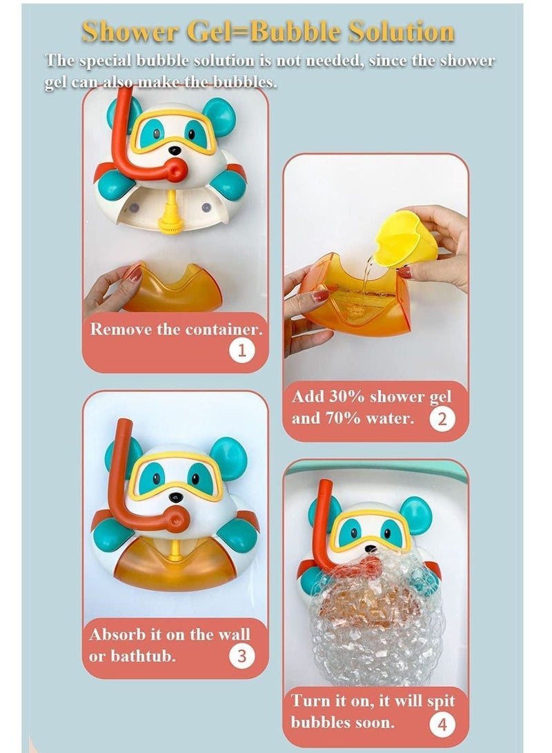 SYOSI Bathtub Bubble Maker Kids Electric Cartoon Animal Bubble Blower Machine Bubble Machine Cute Bear Bath Toy with Music and Vacuum Suction Cups Bear - Image 5