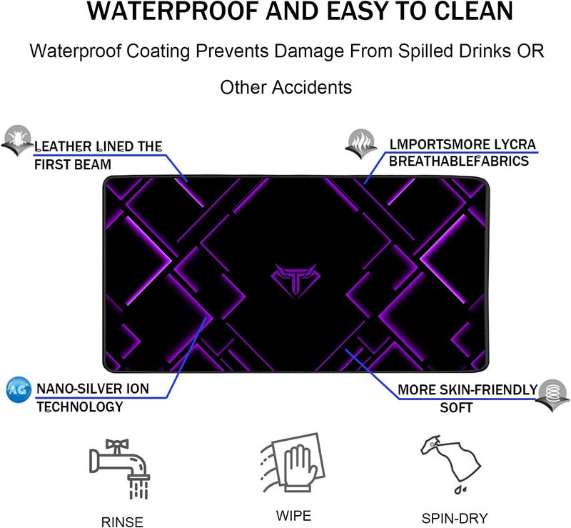 TEDNETGO Mouse Pad, Gaming Mouse Pad, Waterproof XL Extended Extra Large Mouse Pad with Stitched Edge, Non-Slip Large Ergonomic Mouse Pad Desk Mat for Computer Laptop, 31.5"x15.7" x 0.12", Purple - Image 4